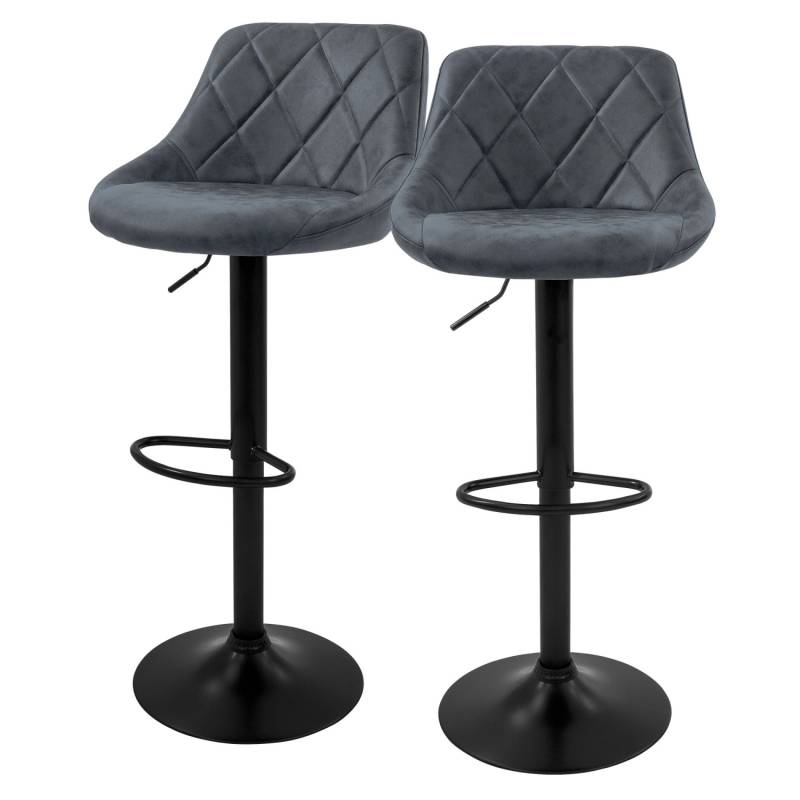 ML-Design Barhocker 2Er Set Kunstleder Anthrazit mit Rückenlehne und Fußstütze von ML-Design