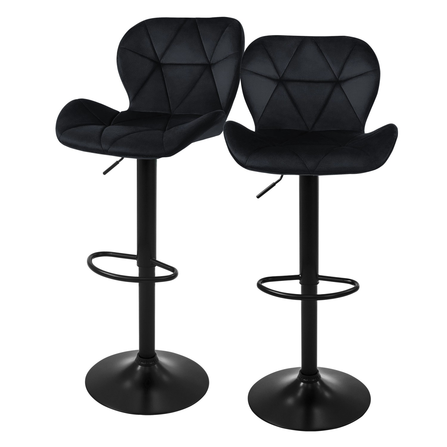 ML-Design Barhocker 2Er Set Samt Schwarz Gepolsterter Barstuhl mit Rückenlehne ML-Design Barhocker 2Er Set Samt Schwarz Gepolsterter Barstuhl mit Rückenlehne von ML-Design