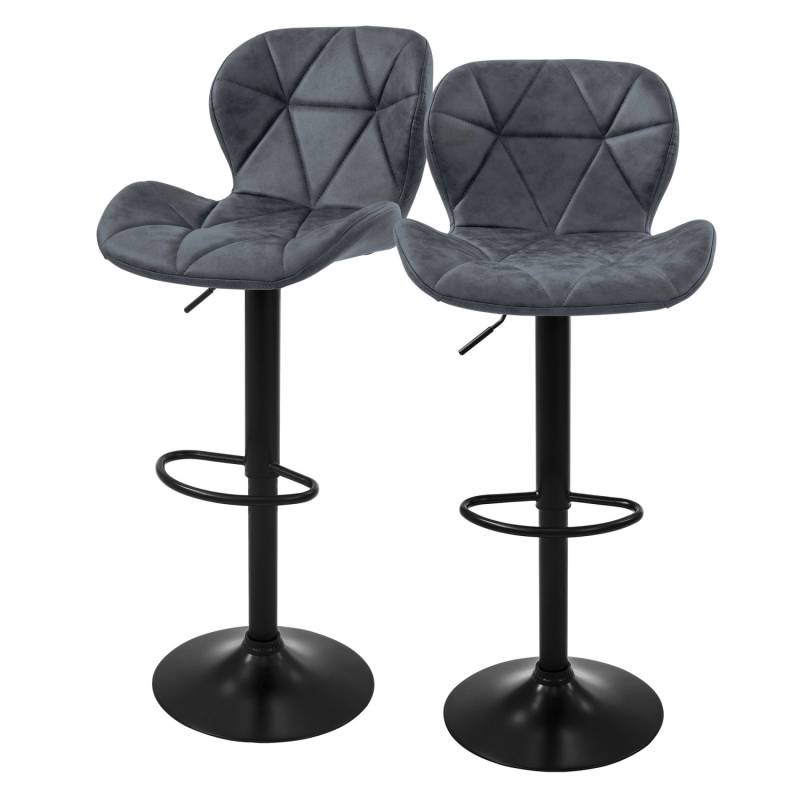 ML-Design Barhocker 2Er Set aus Kunstleder Anthrazit mit Rückenlehne Fußstütze von ML-Design