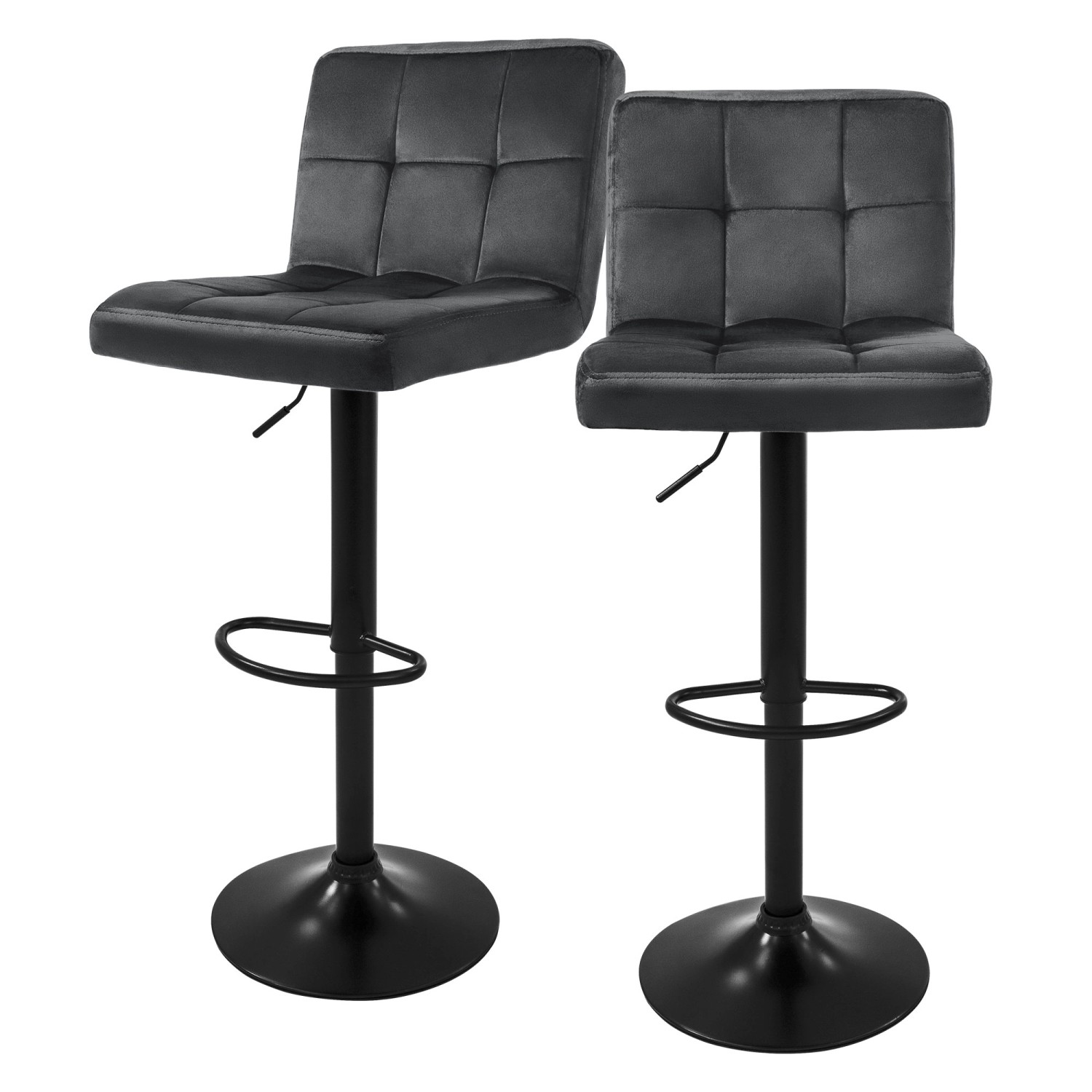 ML-Design Barhocker 2Er Set aus Samt Grau Gepolsterter Barstuhl mit Rückenlehne ML-Design Barhocker 2Er Set aus Samt Grau Gepolsterter Barstuhl mit Rückenlehne von ML-Design