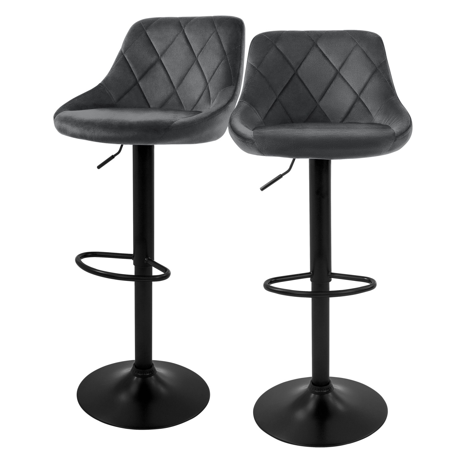 ML-Design Barhocker 2Er Set aus Samt Grau mit Rückenlehne und Fußstütze ML-Design Barhocker 2Er Set aus Samt Grau mit Rückenlehne und Fußstütze von ML-Design