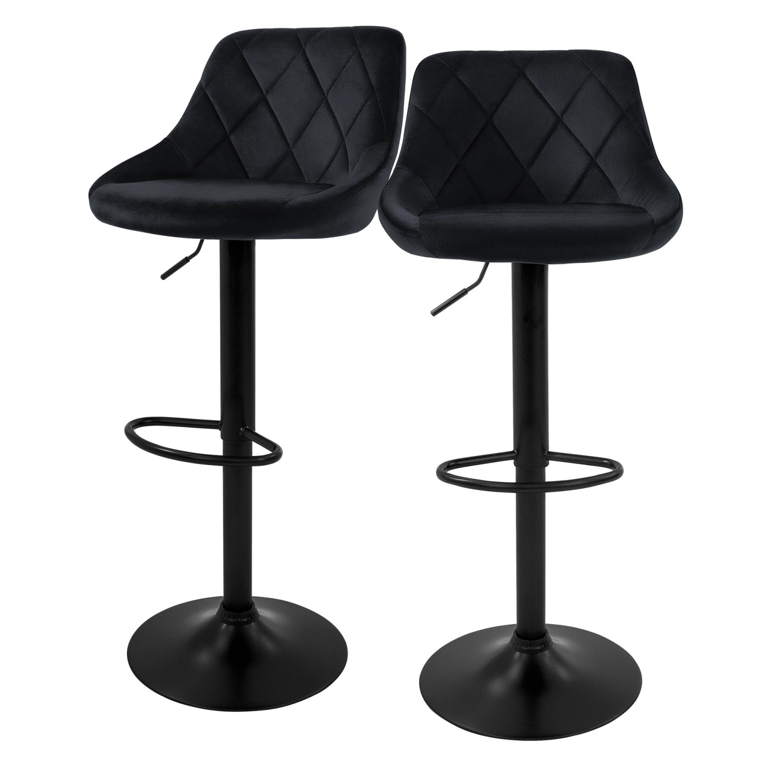ML-Design Barhocker 2Er Set aus Samt Schwarz mit Rückenlehne und Fußstütze ML-Design Barhocker 2Er Set aus Samt Schwarz mit Rückenlehne und Fußstütze von ML-Design
