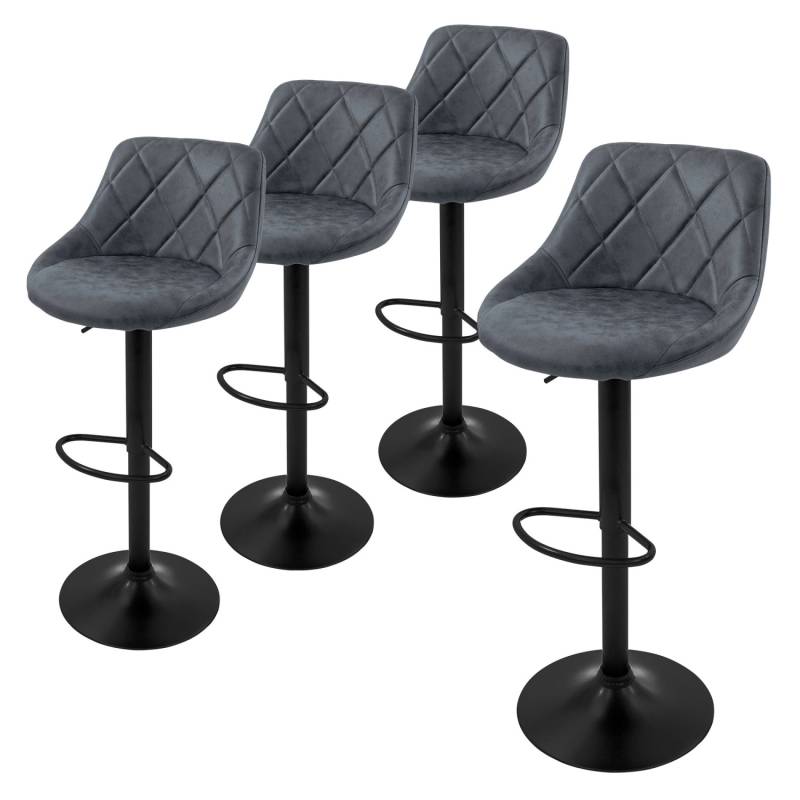 ML-Design Barhocker 4Er Set Bezug aus Kunstleder Anthrazit Gepolsterter Barstuhl von ML-Design