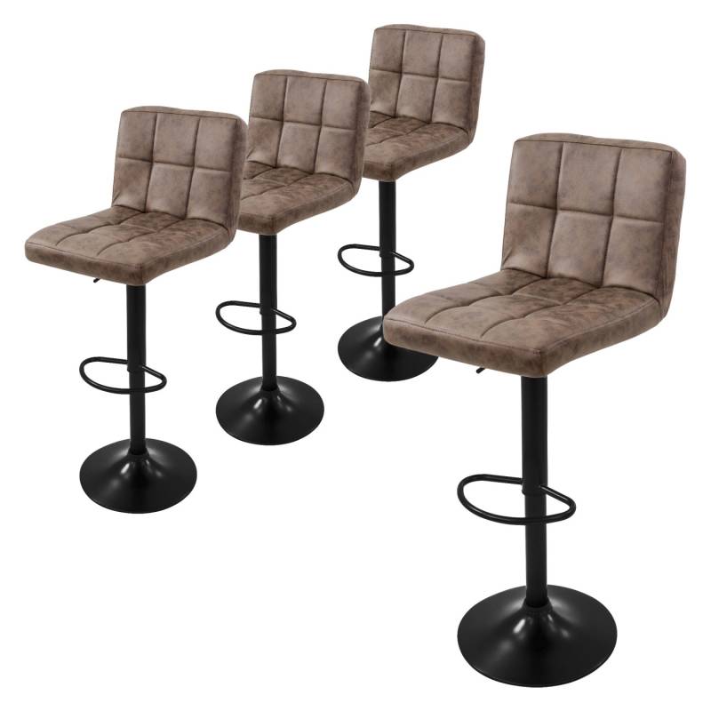 ML-Design Barhocker 4Er Set Bezug aus Kunstleder Braun Gepolsterter Barstuhl von ML-Design