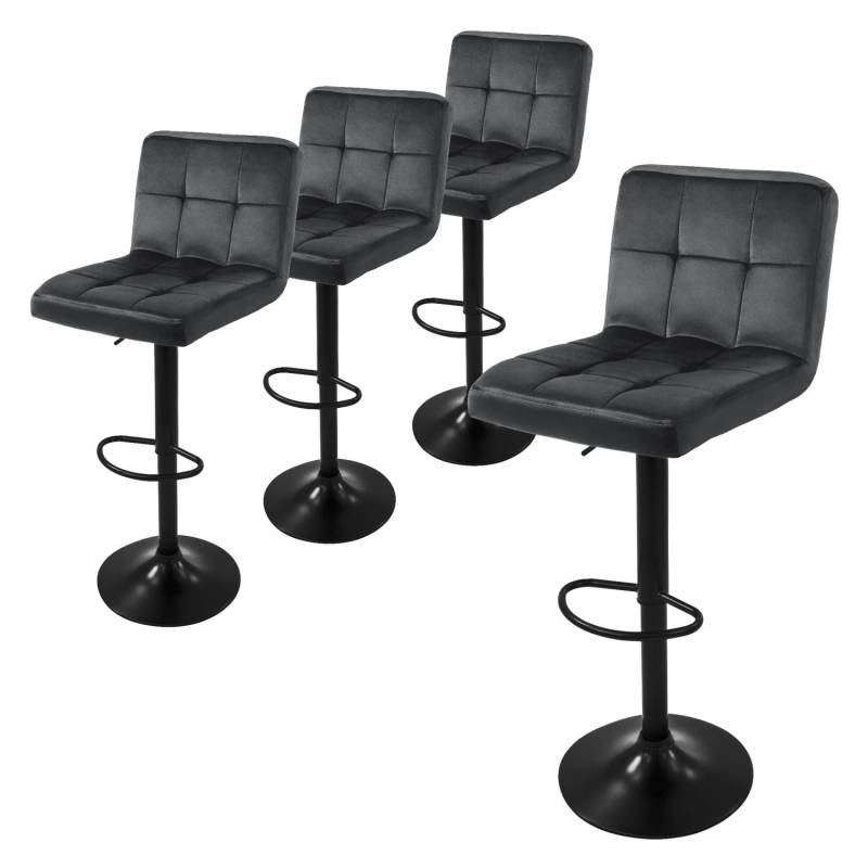 ML-Design Barhocker 4Er Set Bezug aus Samt Grau Gepolsterter Drehbar von ML-Design
