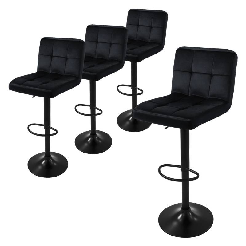 ML-Design Barhocker 4Er Set Bezug aus Samt Schwarz mit Rückenlehne und Fußstütze von ML-Design