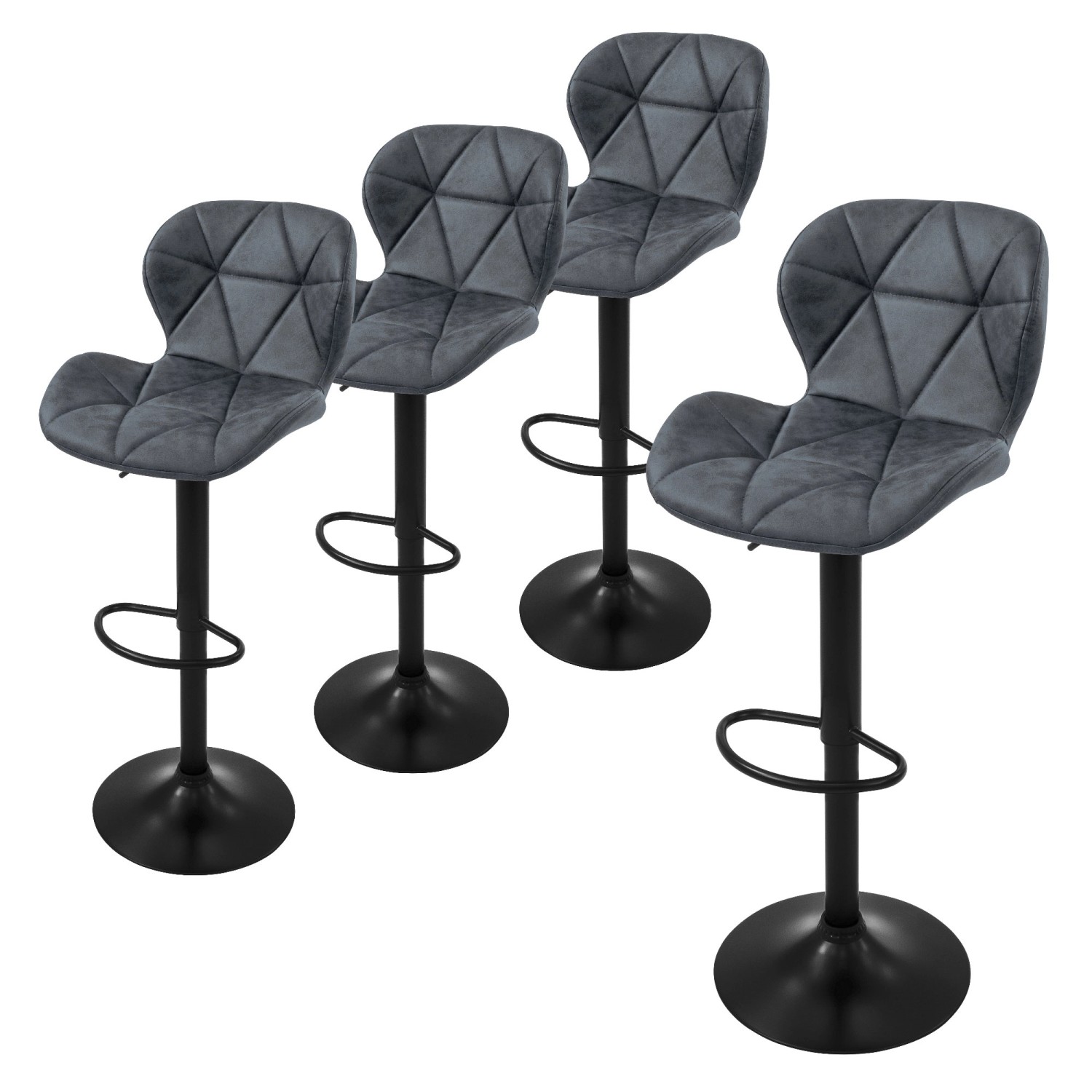 ML-Design Barhocker 4Er Set Kunstleder Anthrazit Rückenlehne Drehbar ML-Design Barhocker 4Er Set Kunstleder Anthrazit Rückenlehne Drehbar von ML-Design