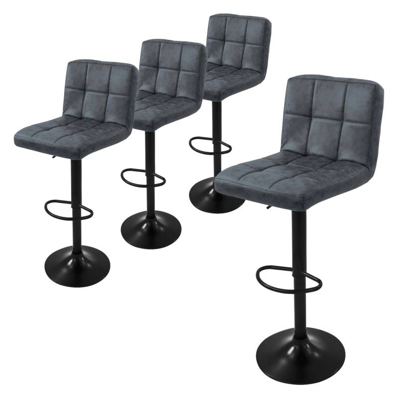 ML-Design Barhocker 4Er Set aus Kunstleder Anthrazit mit Rückenlehne Fußstütze von ML-Design