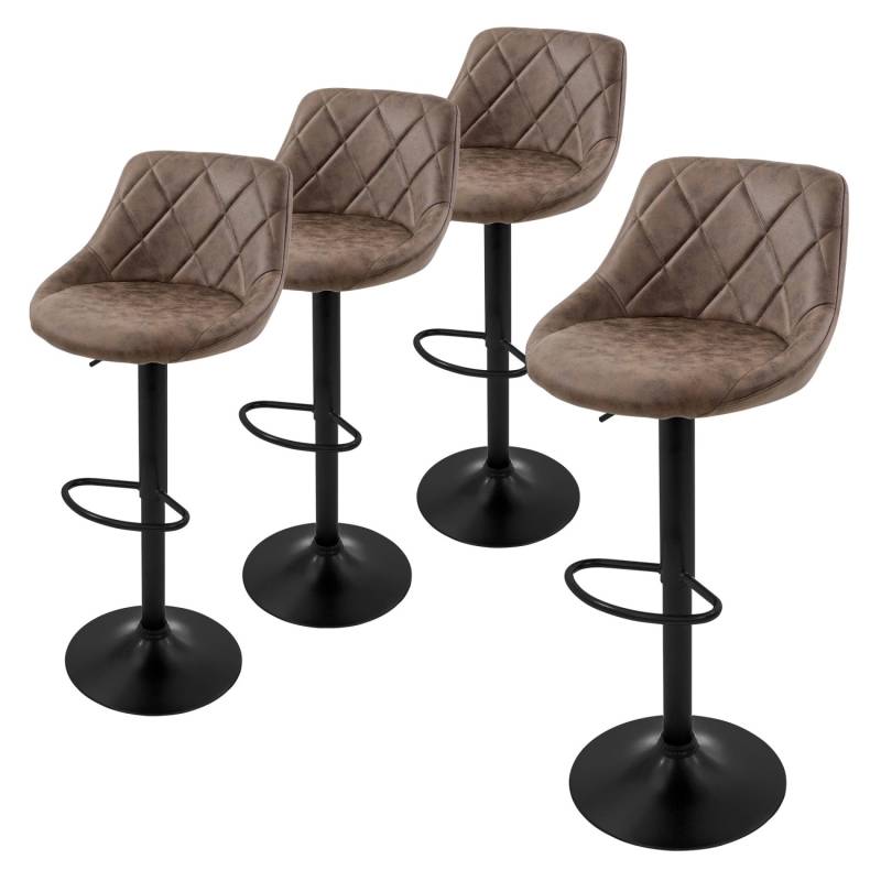 ML-Design Barhocker 4Er Set aus Kunstleder Braun Gepolsterter Stuhl von ML-Design