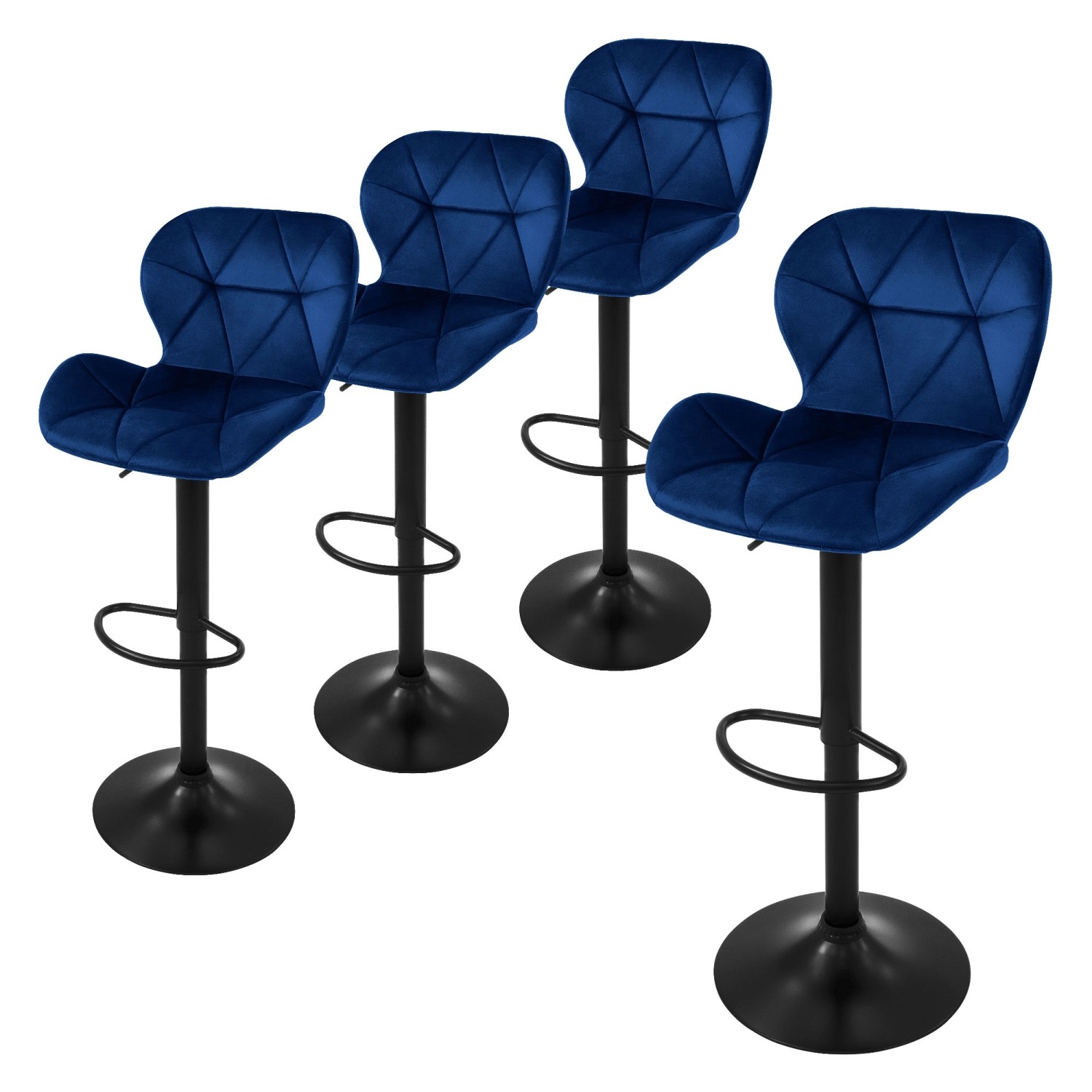 ML-Design Barhocker 4Er Set aus Samt Blau Gepolsterter Drehbar Hocker ML-Design Barhocker 4Er Set aus Samt Blau Gepolsterter Drehbar Hocker von ML-Design