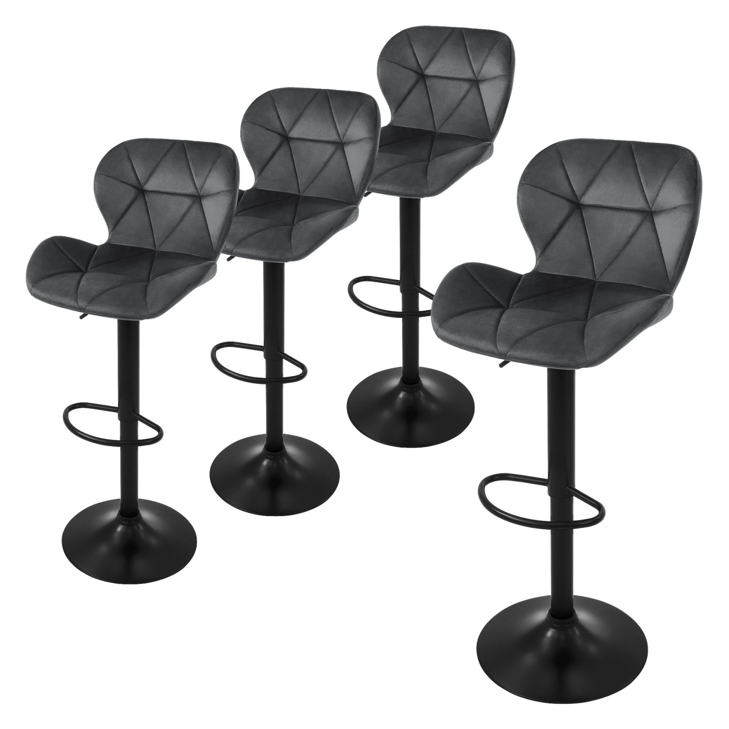 ML-Design Barhocker 4Er Set aus Samt Grau Gepolsterter Drehbar Hocker ML-Design Barhocker 4Er Set aus Samt Grau Gepolsterter Drehbar Hocker von ML-Design