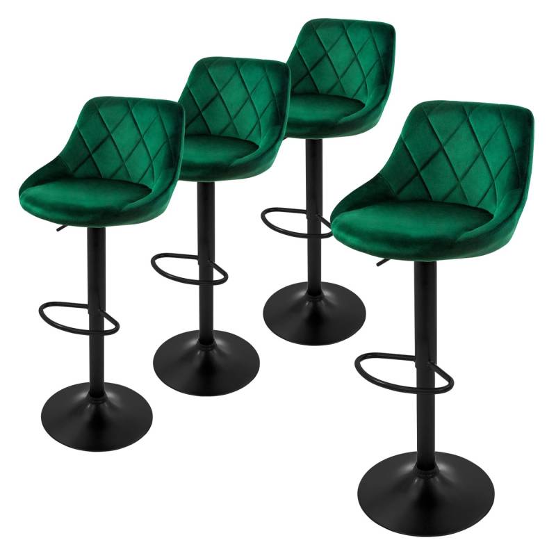ML-Design Barhocker 4Er Set aus Samt Grün Gepolsterter Drehbar von ML-Design