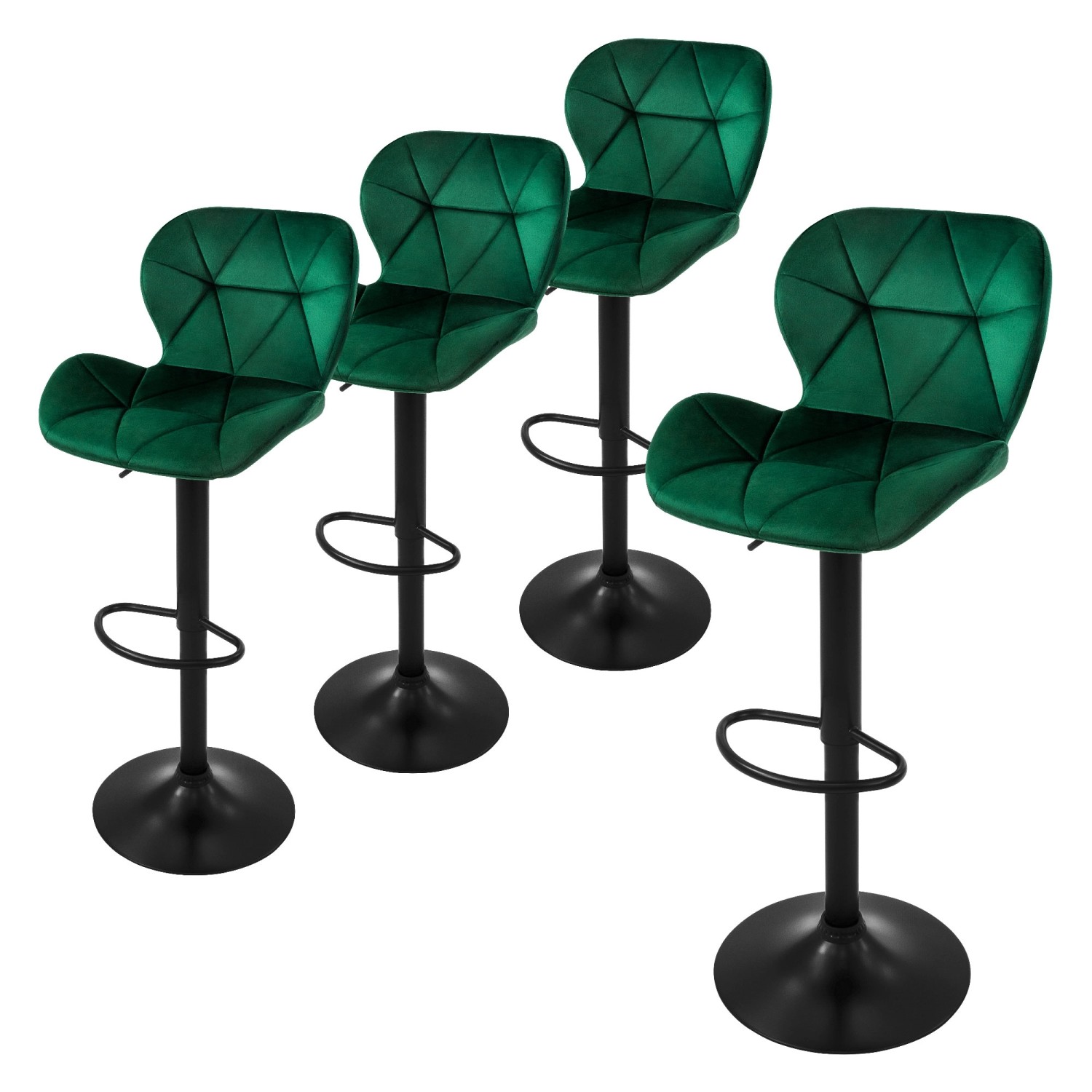 ML-Design Barhocker 4Er Set aus Samt Grün Gepolsterter Stuhl Drehbar von ML-Design