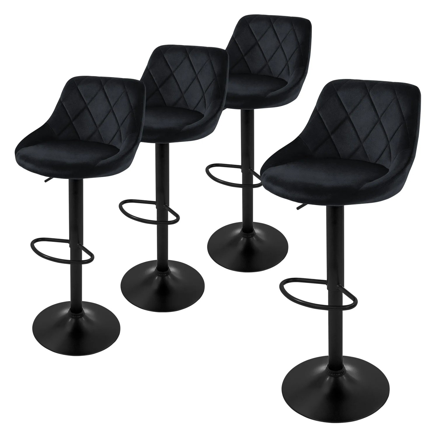 ML-Design Barhocker 4Er Set aus Samt Schwarz Gepolsterter Drehbar ML-Design Barhocker 4Er Set aus Samt Schwarz Gepolsterter Drehbar von ML-Design