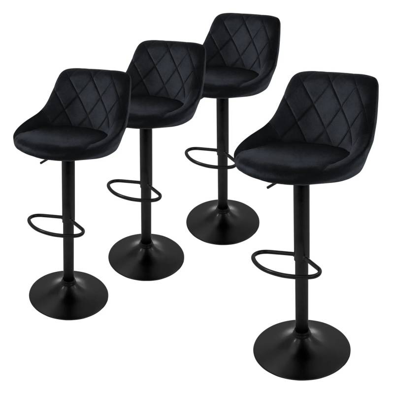 ML-Design Barhocker 4Er Set aus Samt Schwarz Gepolsterter Drehbar von ML-Design