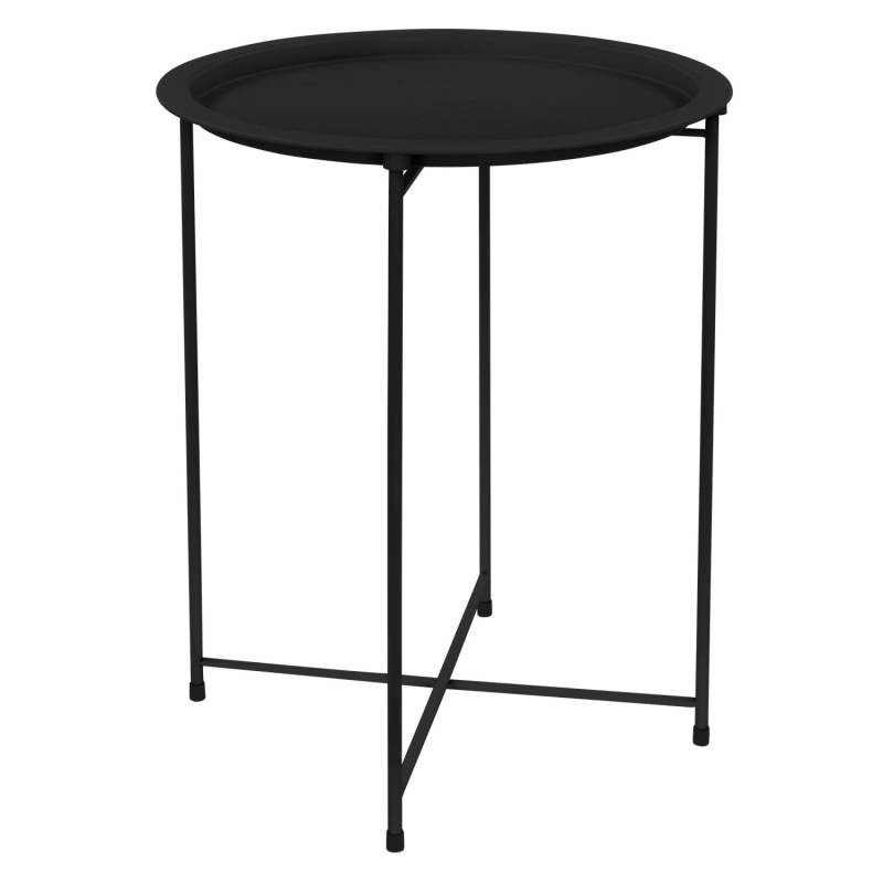 ML-Design Beistelltisch Rund 43xH52cm mit Abnehmbarem Tablett Metall Schwarz von ML-Design