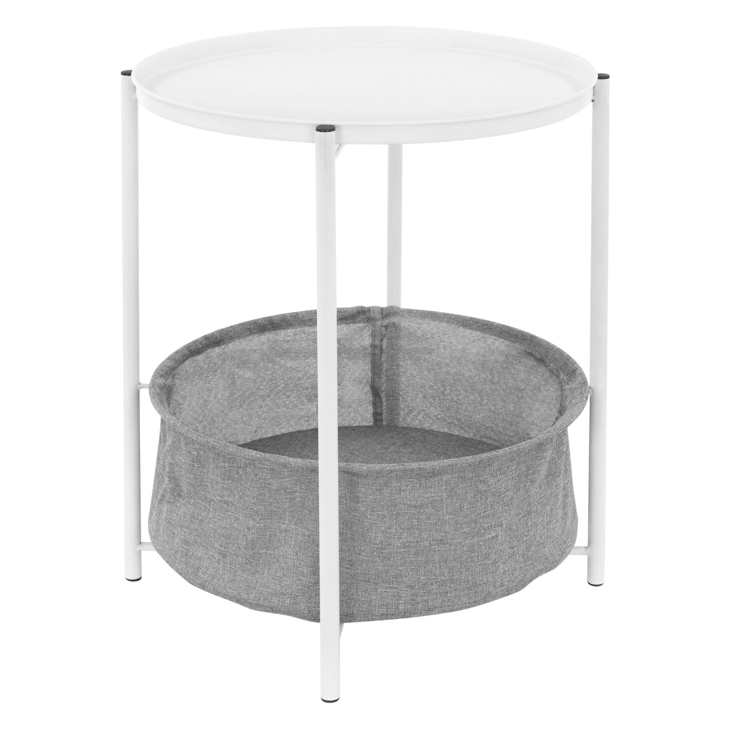 ML-Design Beistelltisch Rund 46 x H51cm Couchtisch mit Stoffkorb Weiß aus Metall ML-Design Beistelltisch Rund 46 x H51cm Couchtisch mit Stoffkorb Weiß aus Metall von ML-Design