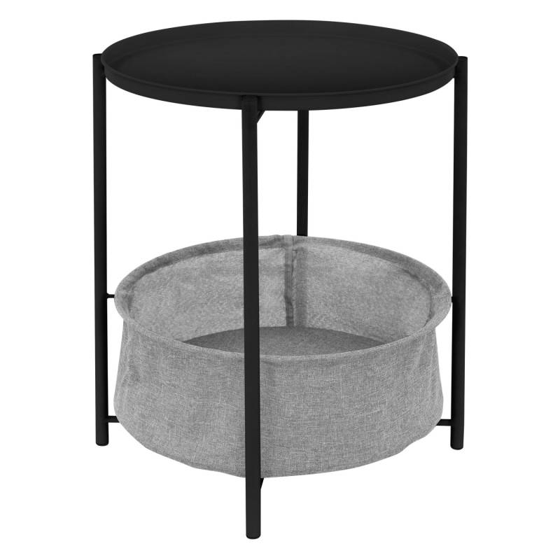 ML-Design Beistelltisch Rund 46xH51 cm Couchtisch mit Stoffkorb Schwarz Metall von ML-Design