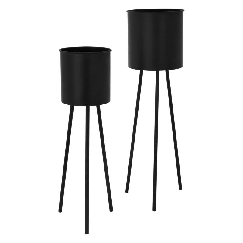 ML-Design Blumenständer 2Er Set Schwarz 22x22,5x66 cm 23x26x79 cm aus Stahl von ML-Design