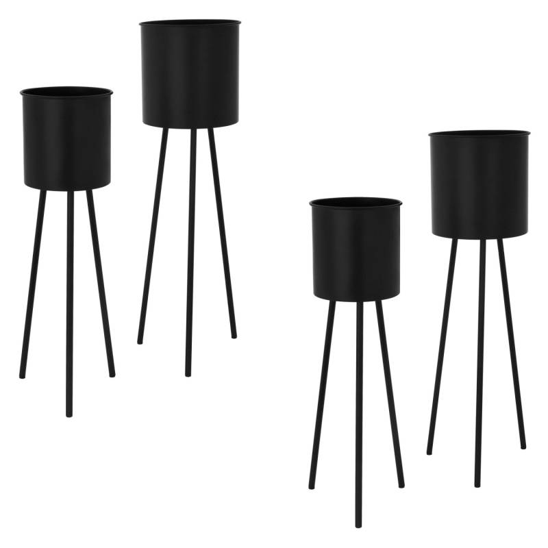 ML-Design Blumenständer 4Er Set Schwarz 22x225x66 cm 23x26x79 cm aus Stahl von ML-Design