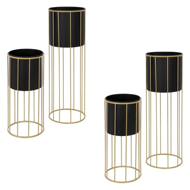 ML-Design Blumenständer 4Er Set Schwarz-Gold 21x46,7 cm 24x70,5 cm Rund Stahl von ML-Design