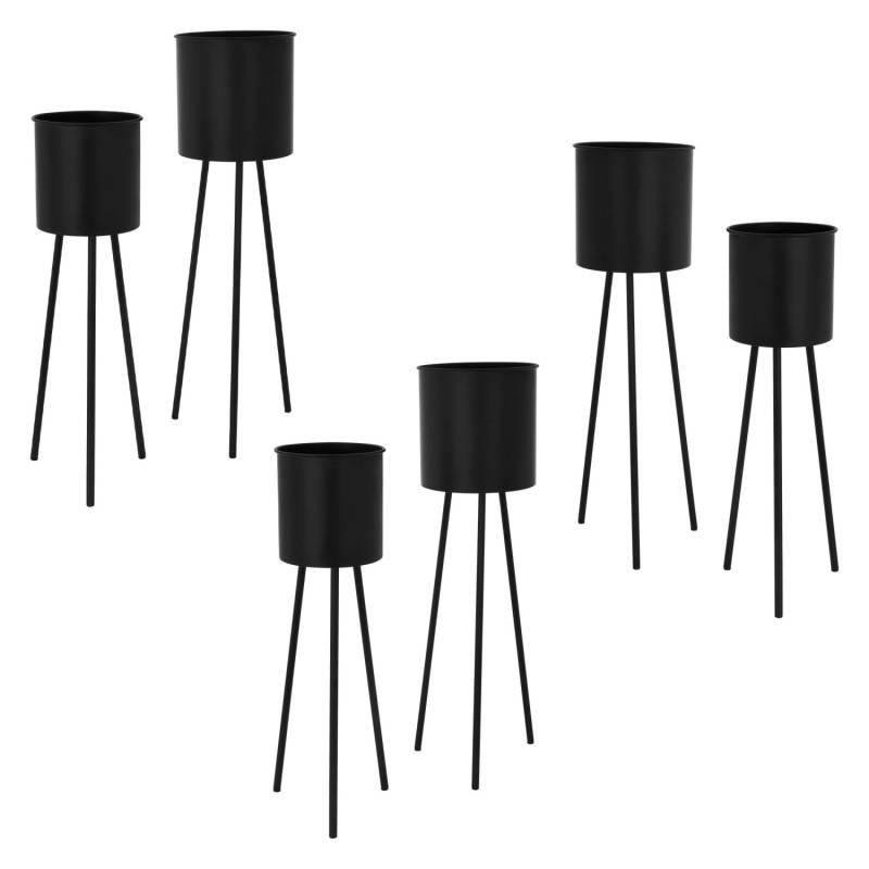 ML-Design Blumenständer 6Er Set Schwarz 22x225x66 cm 23x26x79 cm aus Stahl von ML-Design
