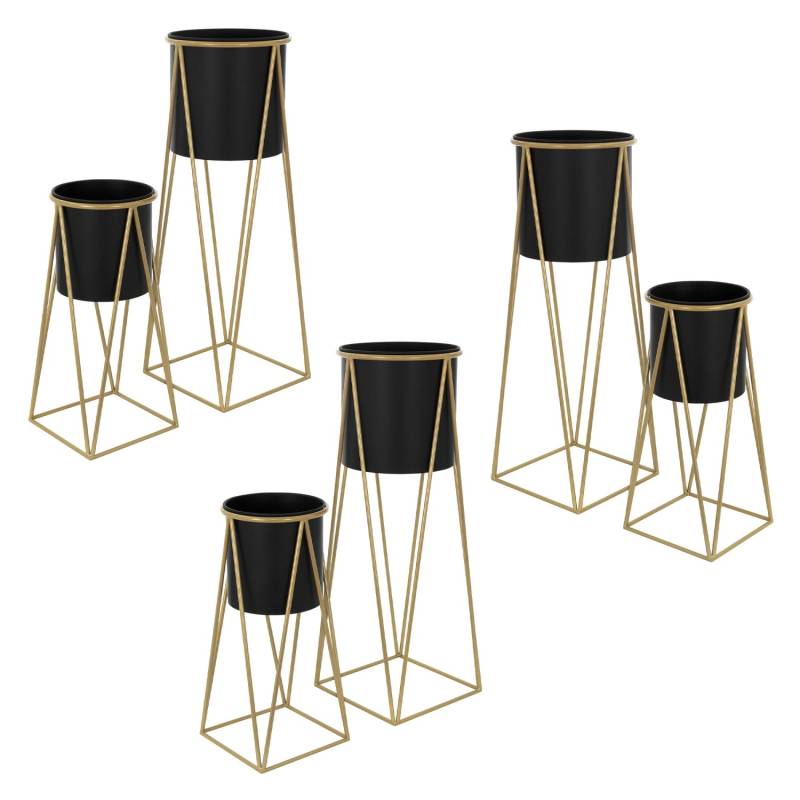 ML-Design Blumenständer 6Er Set Schwarz-Gold 218x22x47cm 25x25x71cm Stahl von ML-Design