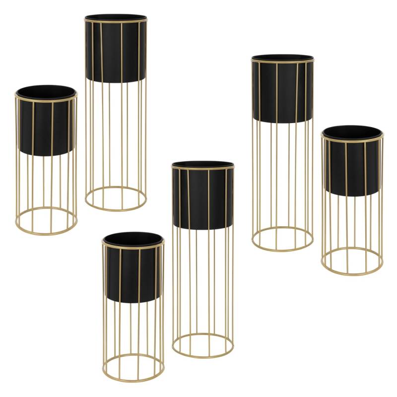 ML-Design Blumenständer 6Er Set Schwarz-Gold 21x46,7 cm 24x70,5 cm Rund Stahl von ML-Design