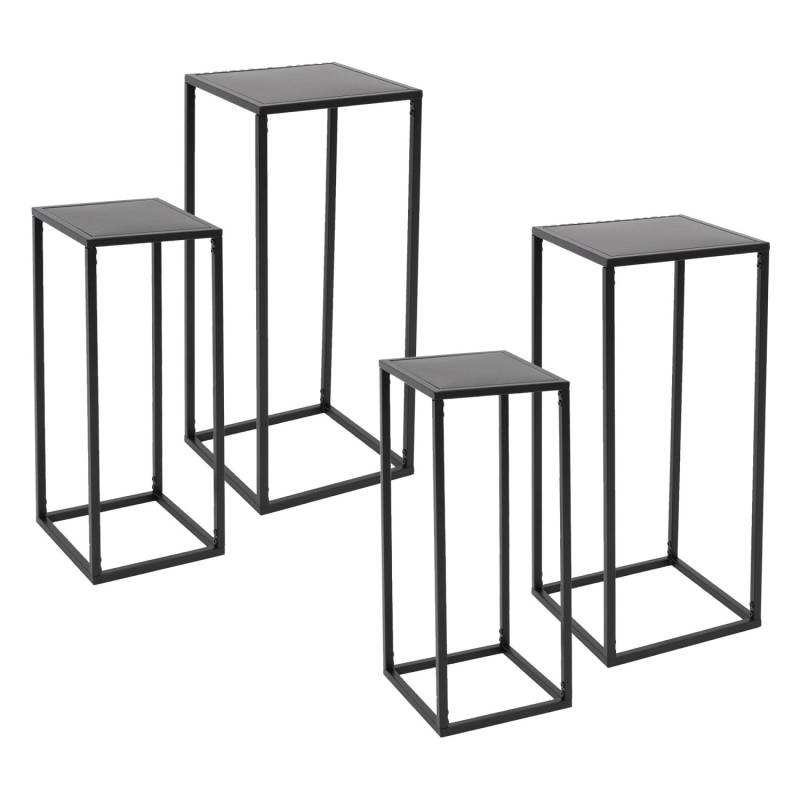 ML-Design Blumenständer im 4Er Set Schwarz 20x60x20/30x70x30 cm aus Metall von ML-Design