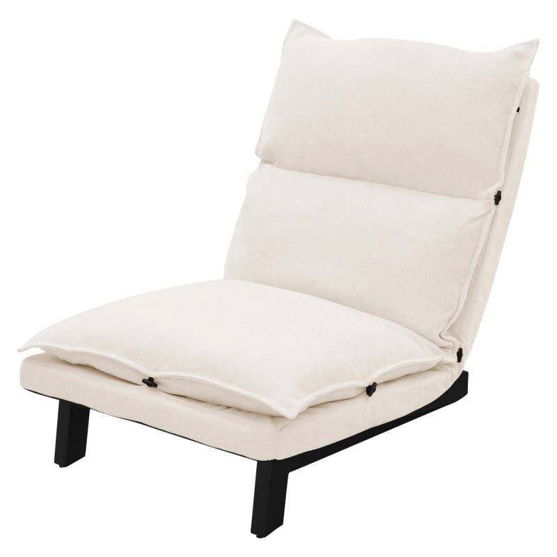 ML-Design Bodenstuhl mit Rückenlehne Beige Leinenbezug Stahlgestell von ML-Design