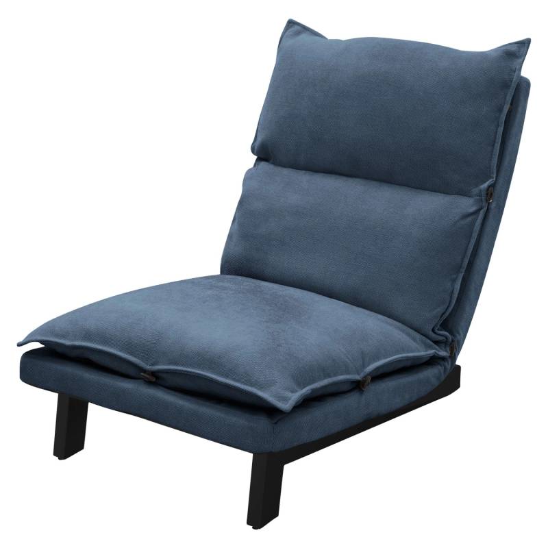 ML-Design Bodenstuhl mit Rückenlehne Blau Leinenbezug Stahlgestell von ML-Design