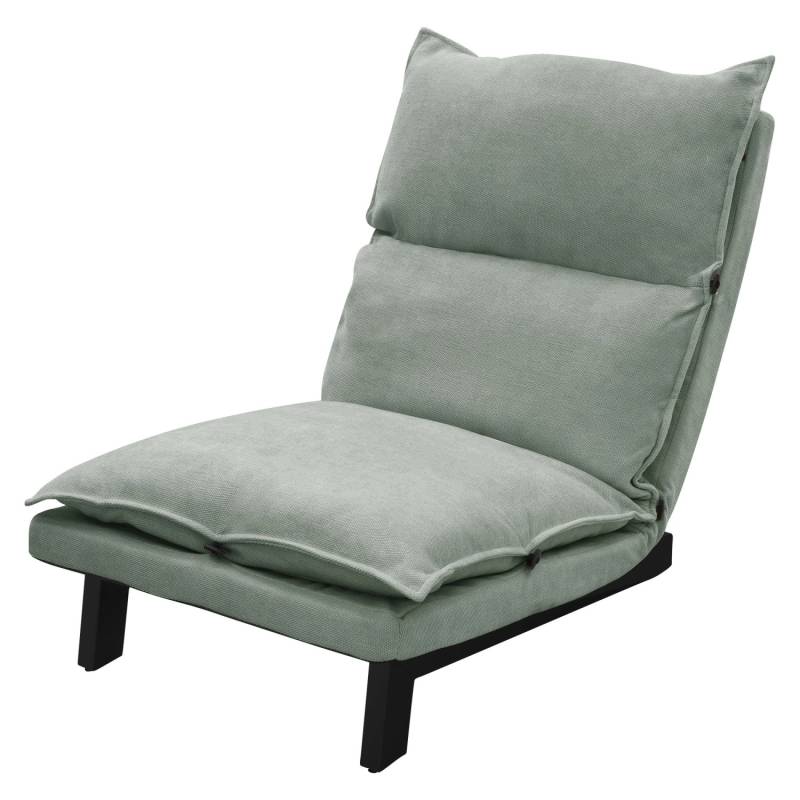 ML-Design Bodenstuhl mit Rückenlehne Grau-Grün Leinen Stahlgestell von ML-Design