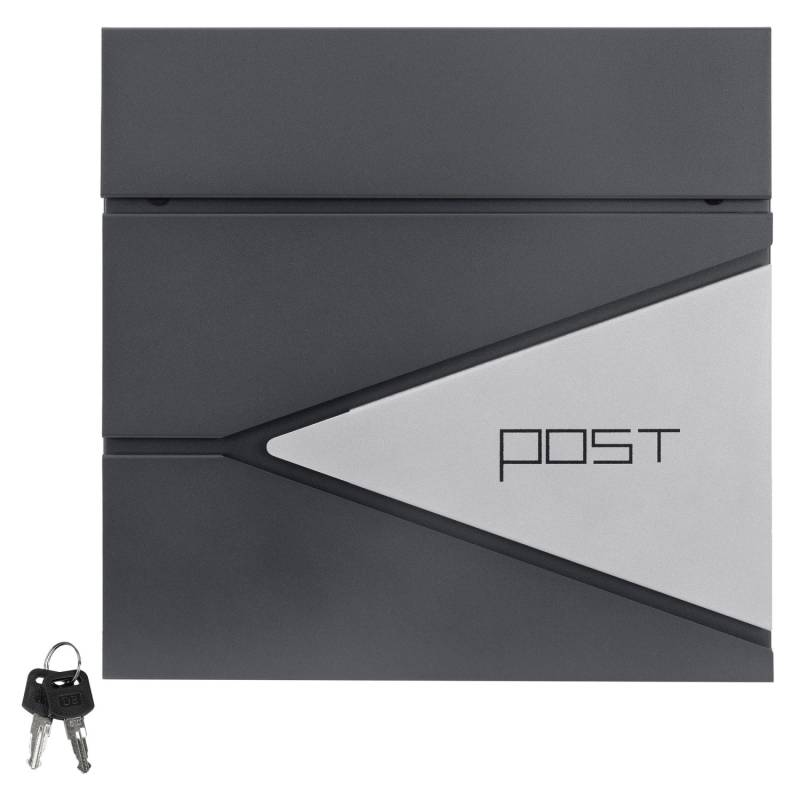 ML-Design Briefkasten Anthrazit/Silber 37x37 cm mit Zeitungsfach Abschließbar von ML-Design