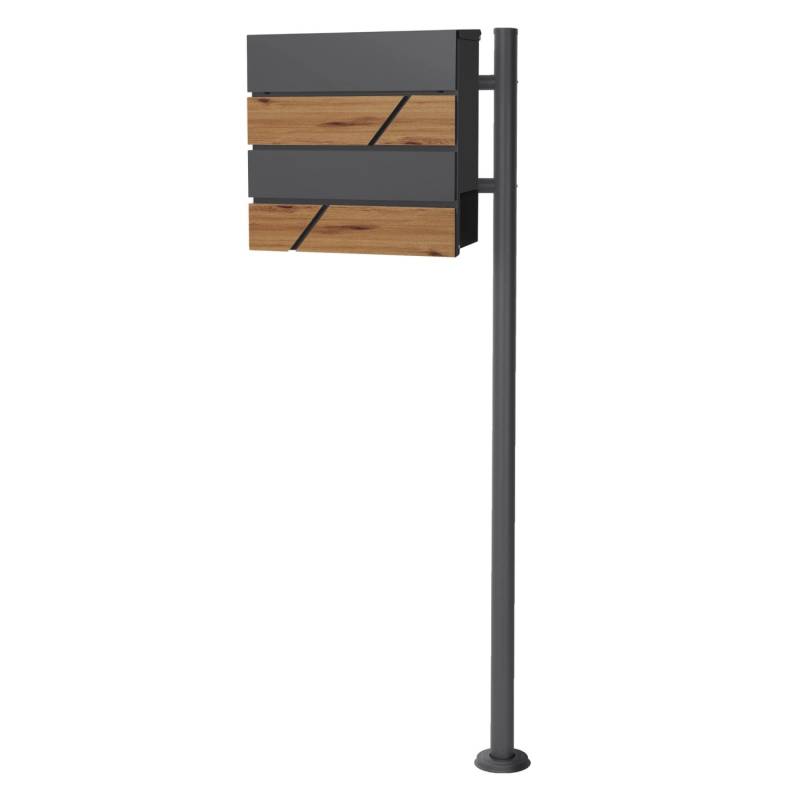 ML-Design Briefkasten Anthrazit Holzoptik mit Zeitungsfach und Pfosten Anthrazit ML-Design Briefkasten Anthrazit Holzoptik mit Zeitungsfach und Pfosten Anthrazit von ML-Design