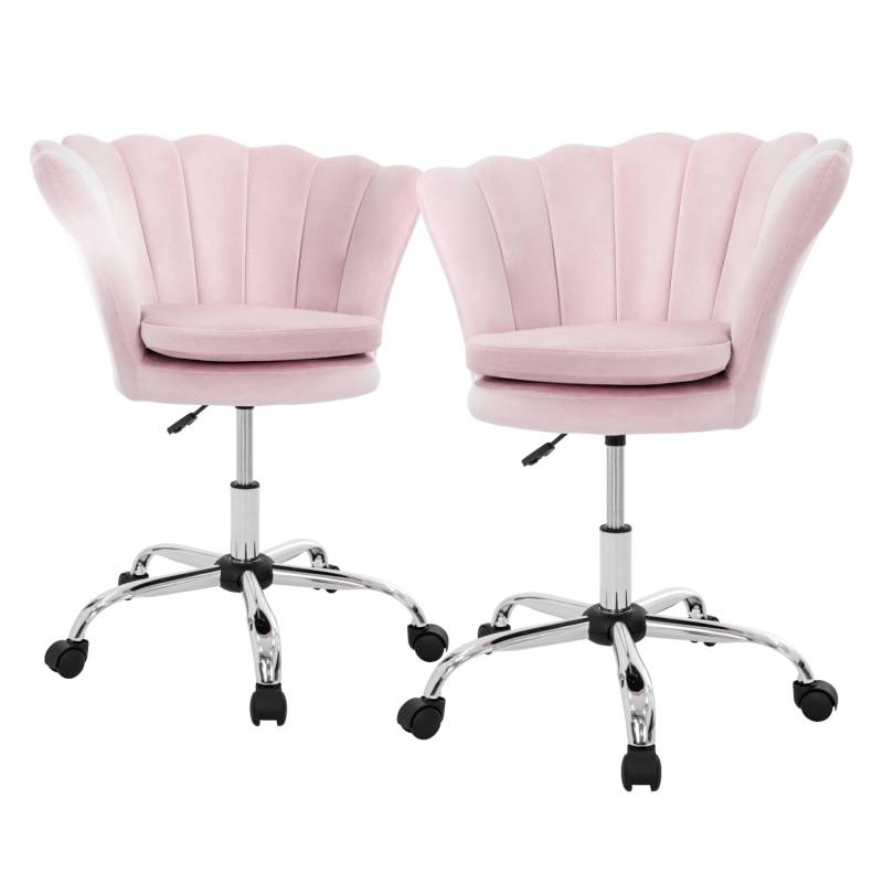 ML-Design Bürostuhl 2Er Set Samt Hellrosa Höhenverstellbar 360 Grad von ML-Design