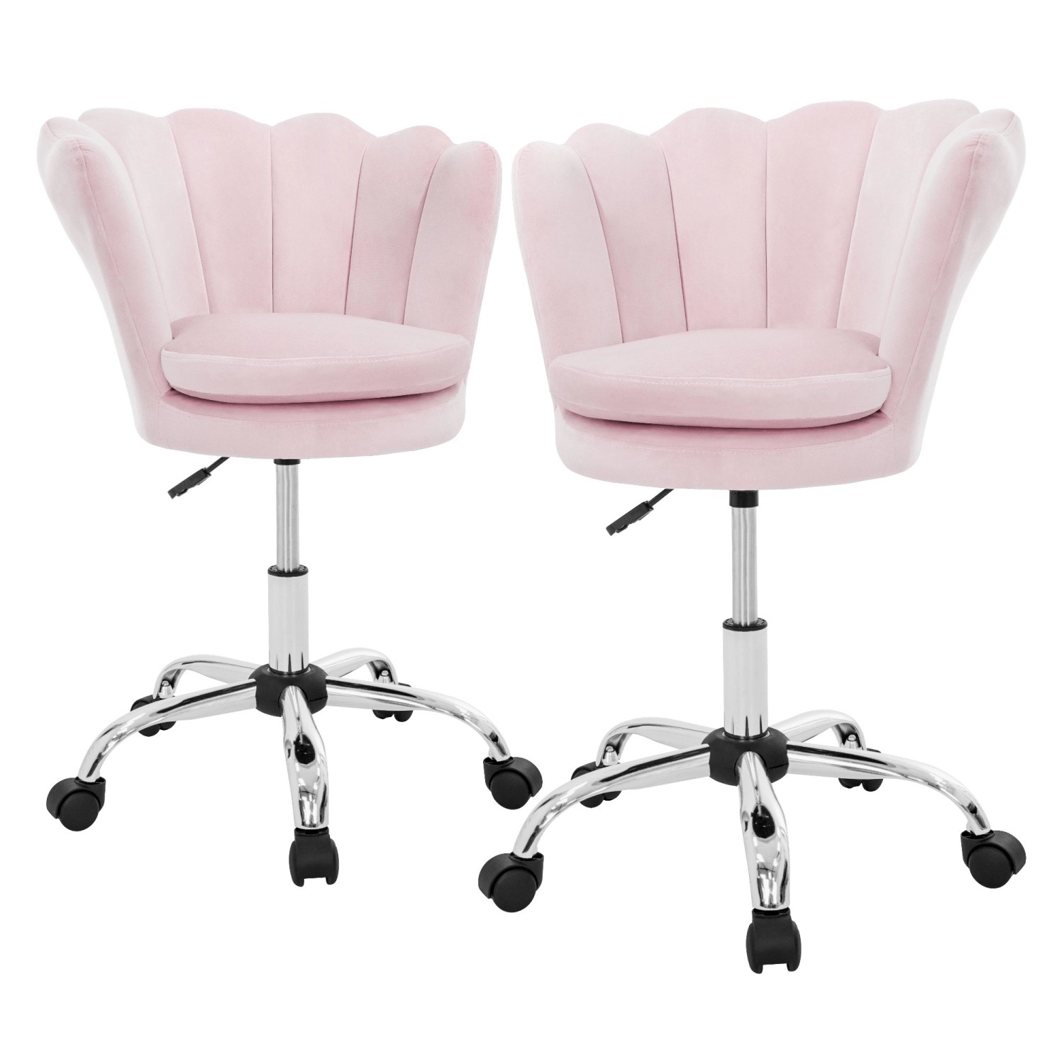 ML-Design Bürostuhl 2Er Set aus Samt Hellrosa Polsterstuhl Drehstuhl von ML-Design