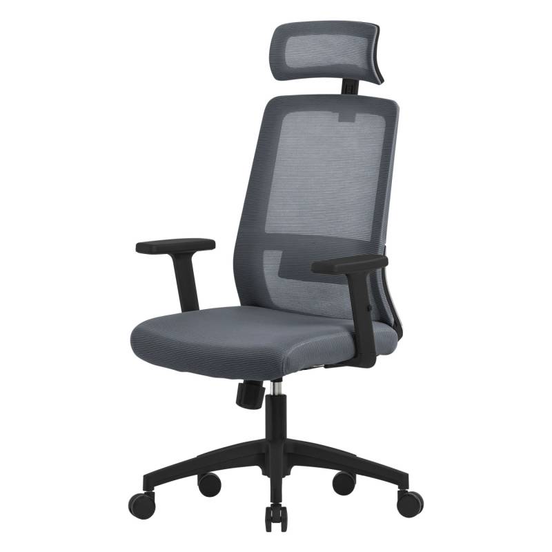 ML-Design Bürostuhl Ergonomisch Grau Mesh Drehstuhl mit Rollen von ML-Design