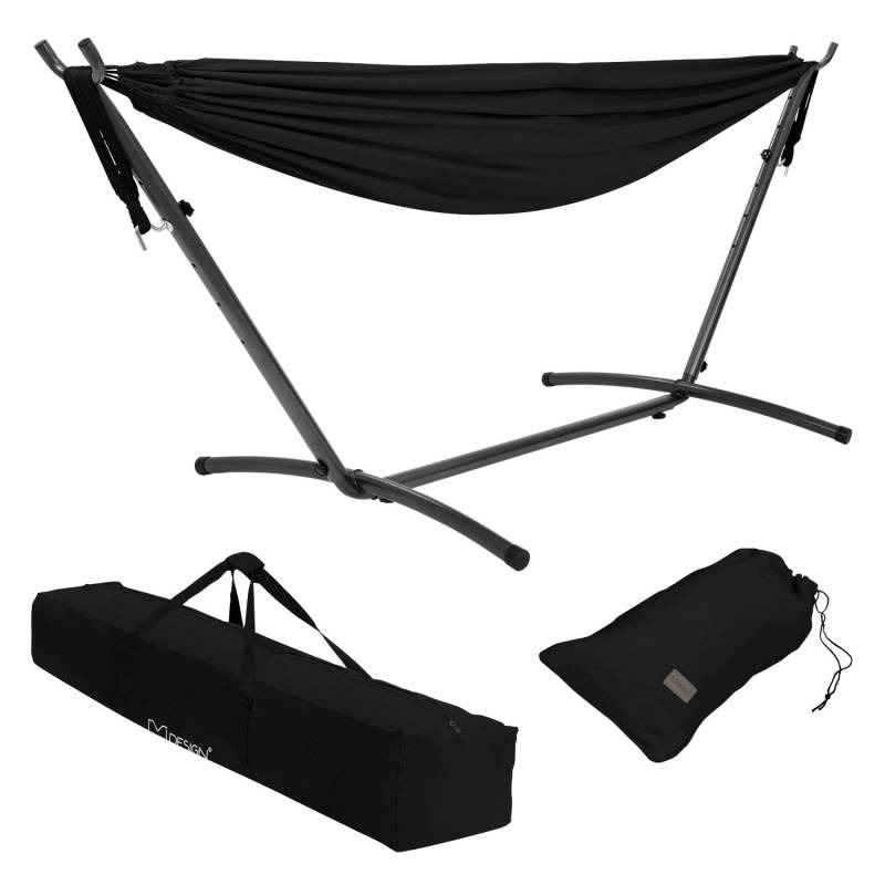 ML-Design Doppel Hängematte mit Stahlgestell Schwarz 2 Personen Indoor Outdoor von ML-Design