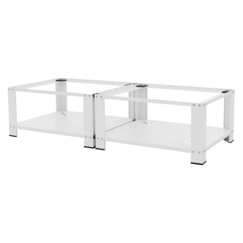 ML-Design Doppel Waschmaschinen Untergestell mit 2 Ablagen Weiß 128x54 cm Stahl von ML-Design