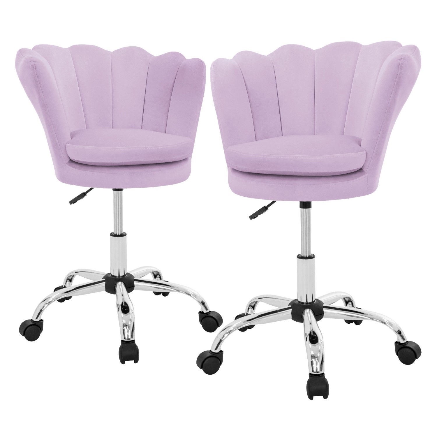 ML-Design Drehstuhl 2Er Set aus Samt Lila Höhenverstellbar 360 Grad von ML-Design