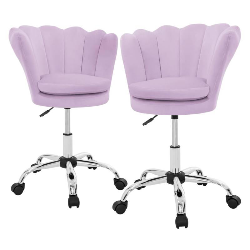 ML-Design Drehstuhl 2Er Set aus Samt Lila Höhenverstellbar 360 Grad von ML-Design