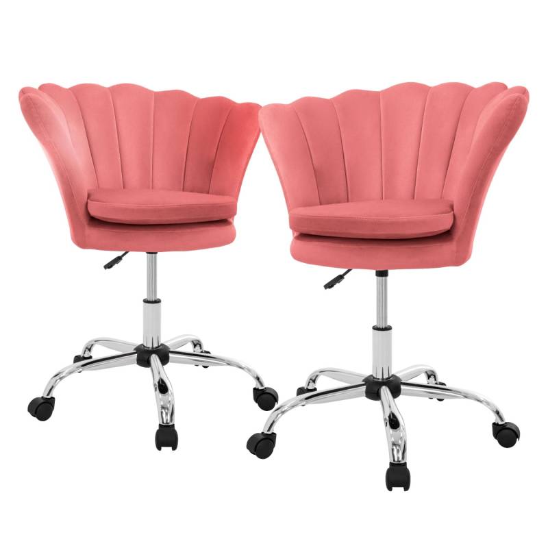 ML-Design Drehstuhl 2Er Set aus Samt Rosa Höhenverstellbar 360 Grad von ML-Design
