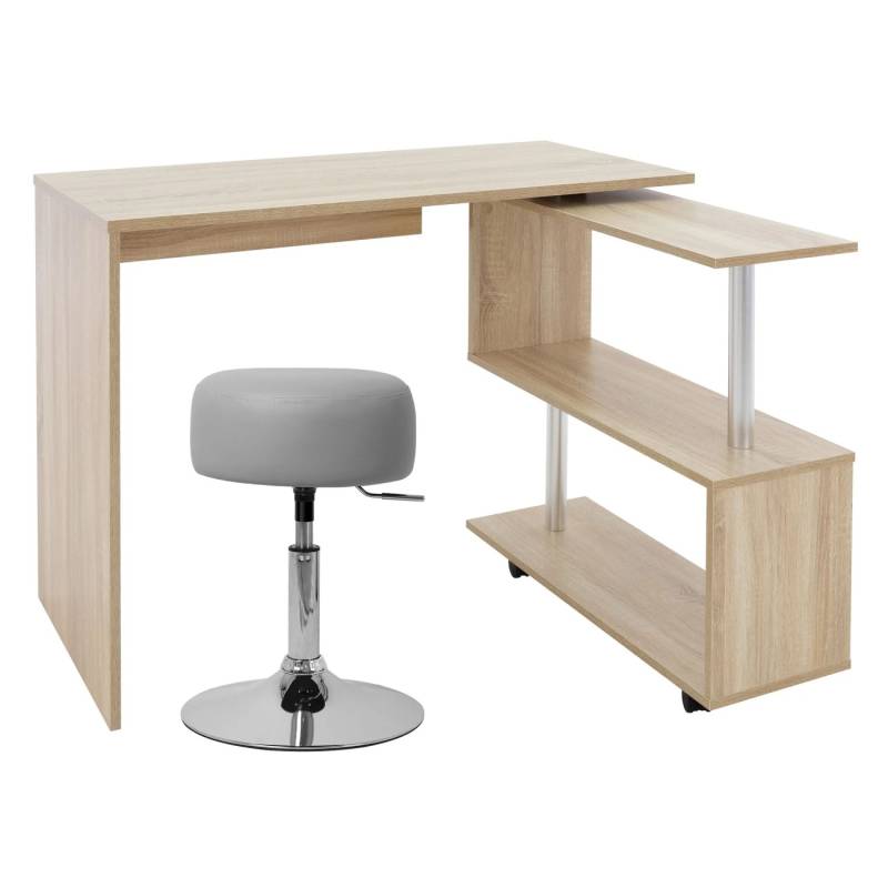ML-Design Eckschreibtisch Drehbar L-Form Natur Sonoma-Eiche 150x88x75 cm Hocker von ML-Design