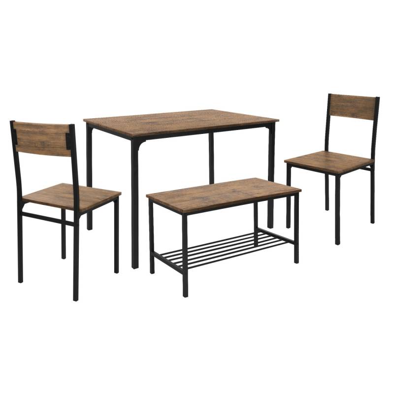 ML-Design Essgruppe Set 4-Tlg Eiche-Rustikal Tisch 2 Stühlen Bank für 4 Personen von ML-Design