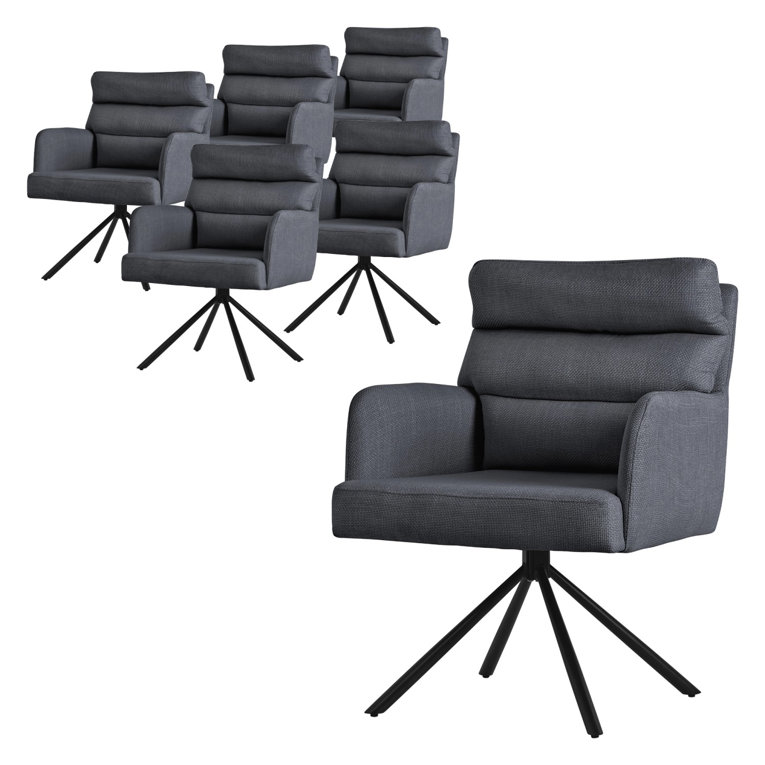 ML-Design Esszimmerstühl Drehbar 6Er Set Anthrazit Arm Rückenlehne Auto-Position ML-Design Esszimmerstühl Drehbar 6Er Set Anthrazit Arm Rückenlehne Auto-Position von ML-Design