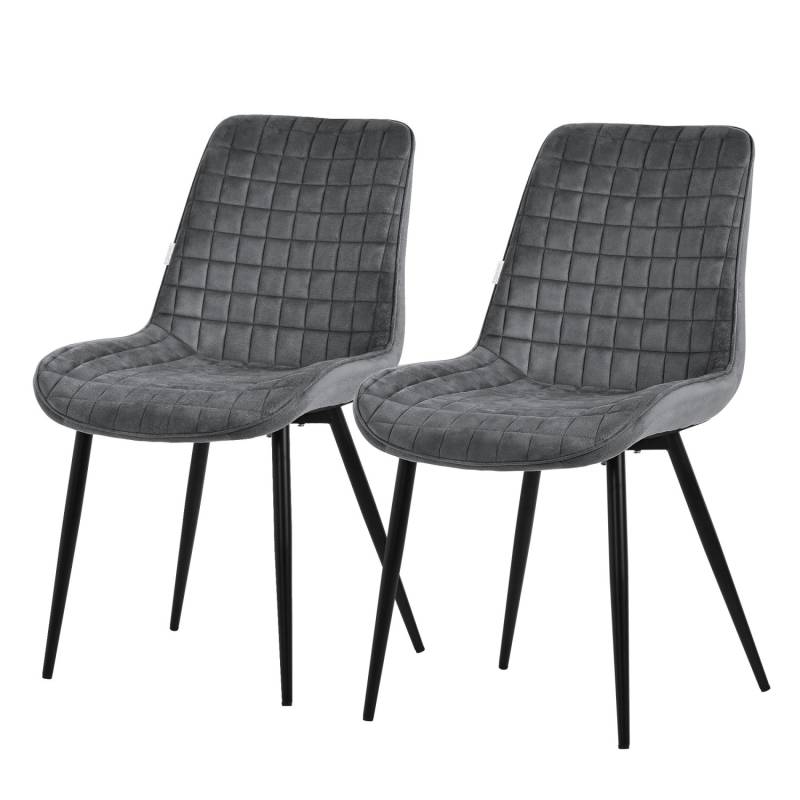 ML-Design Esszimmerstühle 2Er Set Anthrazit Sitzfläche aus Samt mit Rückenlehne von ML-Design