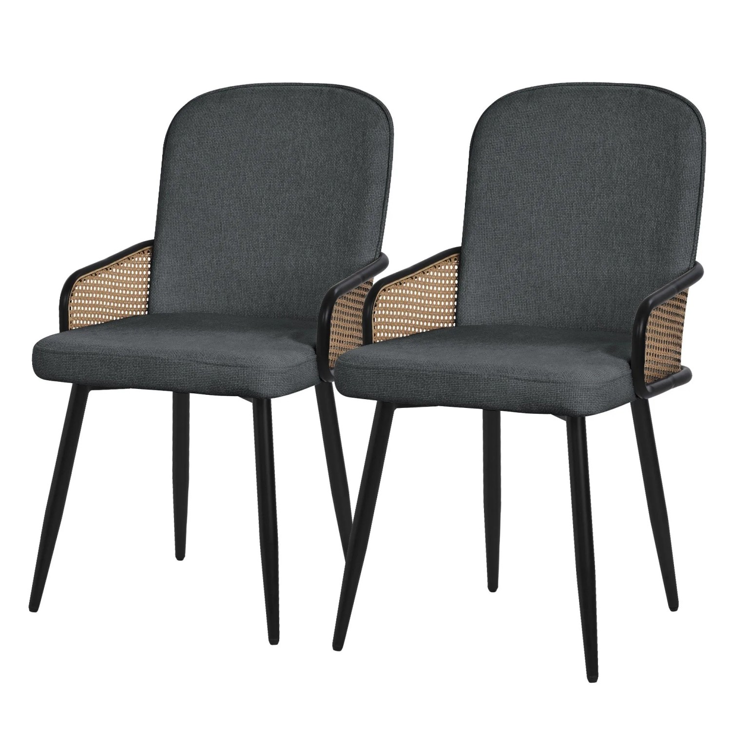 ML-Design Esszimmerstühle 2Er Set Anthrazit Stoffbezug - Rattan-Optik ML-Design Esszimmerstühle 2Er Set Anthrazit Stoffbezug - Rattan-Optik von ML-Design