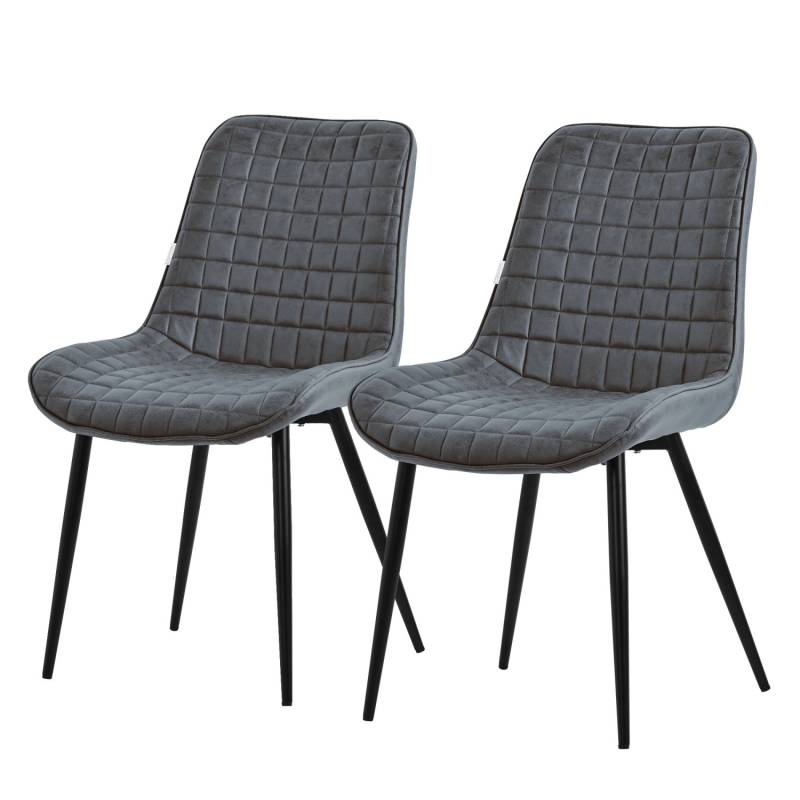ML-Design Esszimmerstühle 2Er Set Anthrazit aus Kunstleder mit Rückenlehne von ML-Design