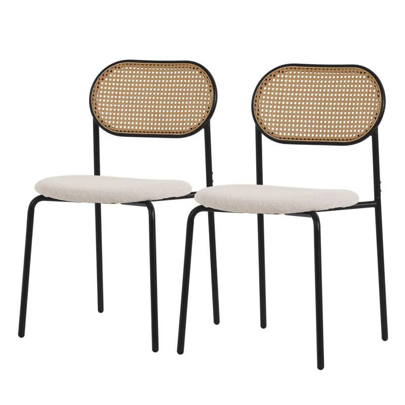 ML-Design Esszimmerstühle 2Er Set Beige mit Rattan Rückenlehne Gepolsterte ML-Design Esszimmerstühle 2Er Set Beige mit Rattan Rückenlehne Gepolsterte von ML-Design