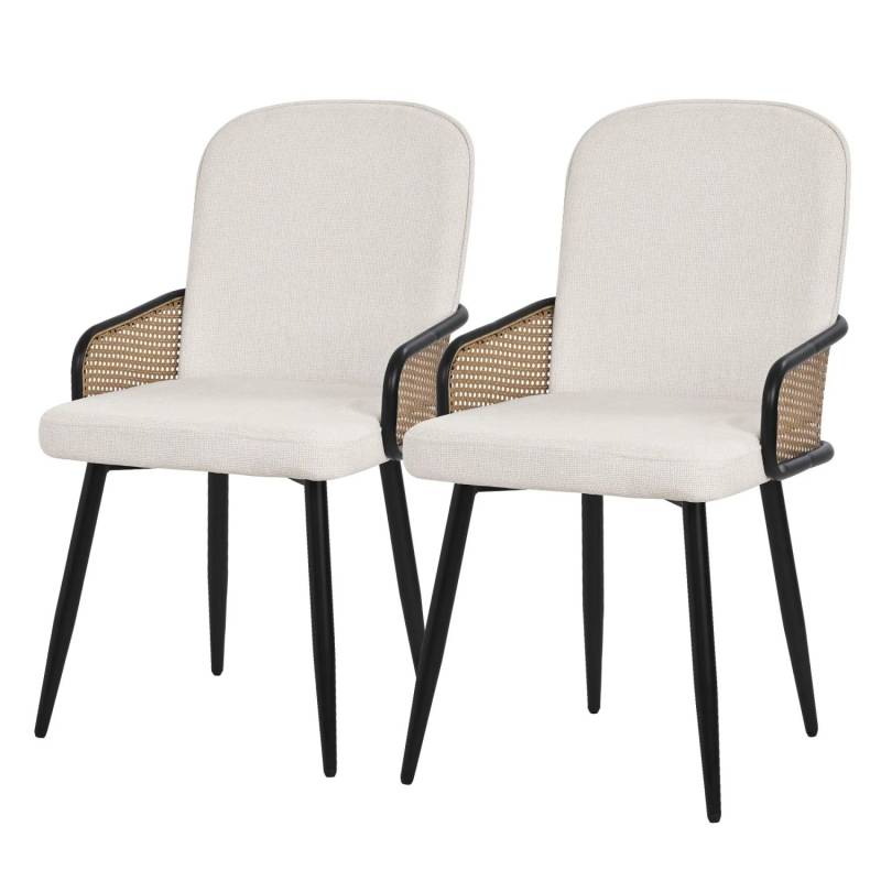 ML-Design Esszimmerstühle 2Er Set Beige mit Stoffbezug Rattan-Optik ML-Design Esszimmerstühle 2Er Set Beige mit Stoffbezug Rattan-Optik von ML-Design